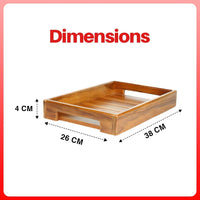 Handcrafted Solid Teak Wood Square Serving Tray | for Home Kitchen Restaurant Office Organizer Dining Table | Glossy Finish