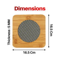 Bamboo Wood Heat Pad or Hot Pot Stand | Square Trivet with Steel Mesh | Heat Resistant Table Protector for Hot Utensils