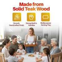 Handcrafted Solid Teak Wood Square Serving Tray | for Home Kitchen Restaurant Office Organizer Dining Table | Glossy Finish