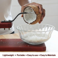 Coconut Graters for Kitchen | Manual Coconut Scraper with Iron Blade | Iron Blade (Chirava Thengai Thuruvi) | Handheld Coconut Scraper for Kitchen & Home | Wooden Base Cherava Shredder