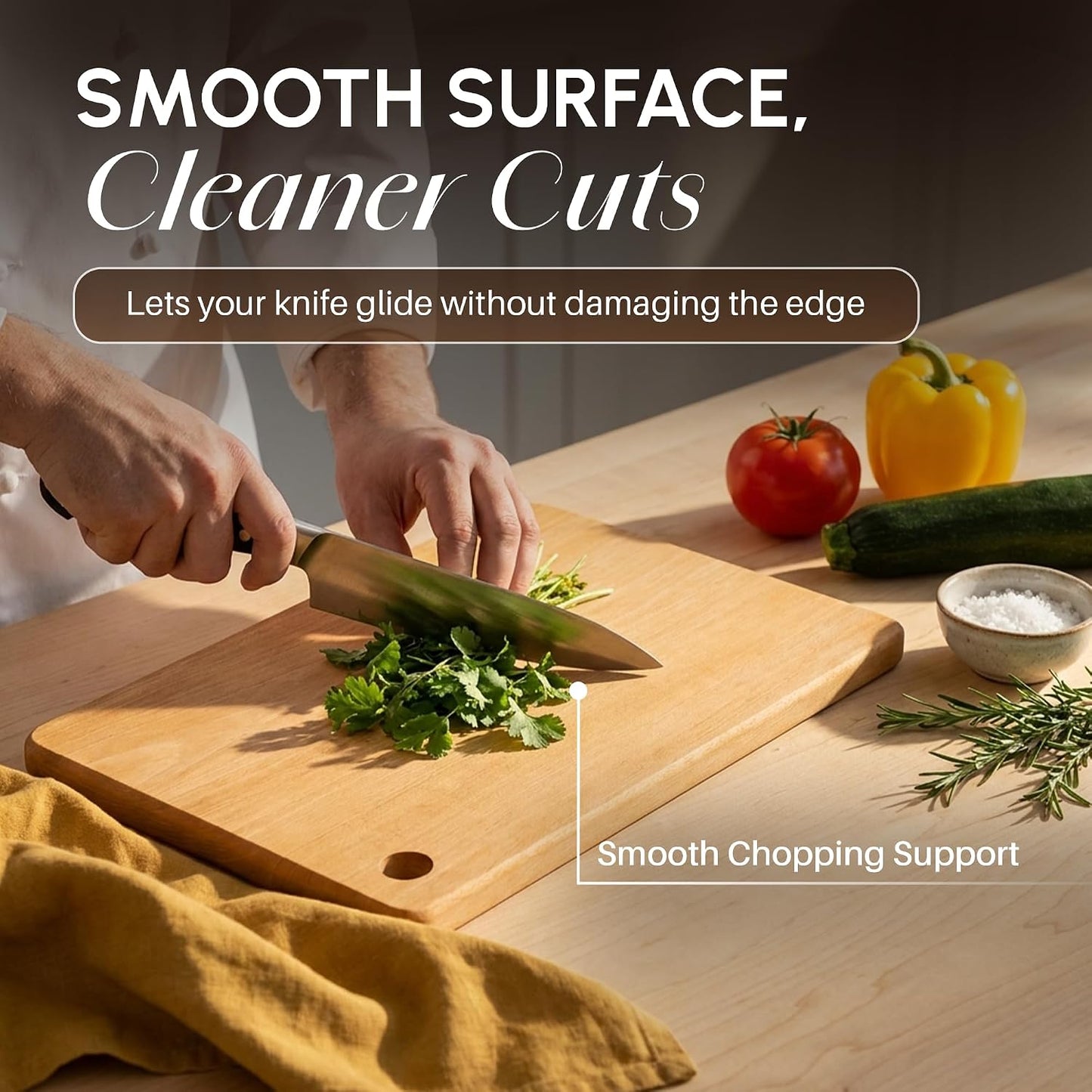 Chopping Board Wood for Kitchen Use | Solid Wood Cutting Board | Wood Cutting Board for Vegetables, Meat & Fruits, Non-Slip Wooden Chopper Board with Antibacterial Surface, Heavy Duty Design